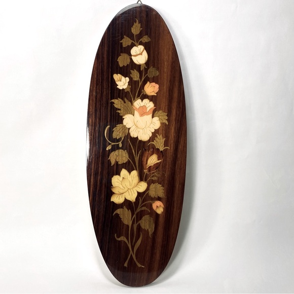 Walter Stahli Other - 🎉LAST CALL🎉Vintage Walter Stahli Switzerland Wood Inlay Floral Wall Hanging